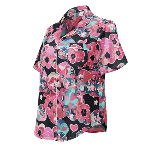 Bouquet Noir on a Women's Short Sleeve Pajama Top