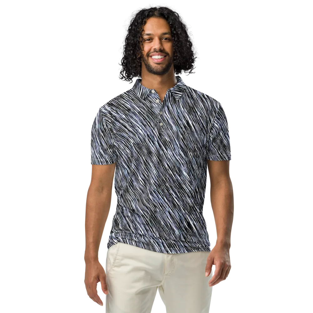 Dupain Waves on Men's Slim Fit Polo Shirt — Front