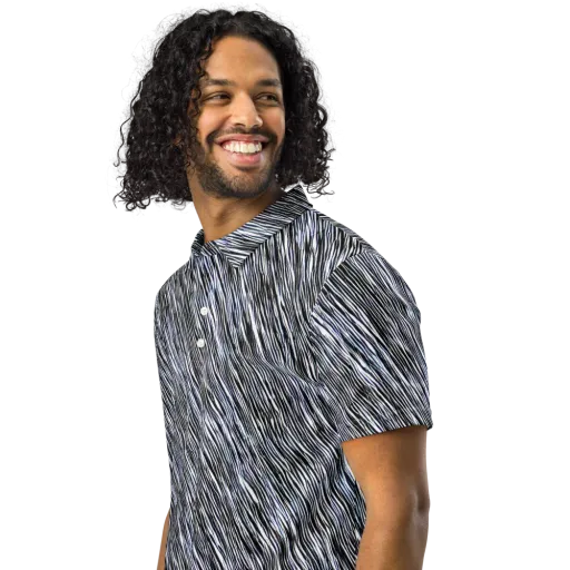 Dupain Waves on a Men's Slim Fit Polo Shirt