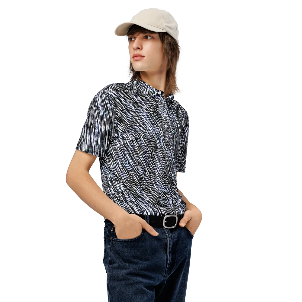 Dupain Waves on Men's Slim Fit Polo Shirt — Right Front
