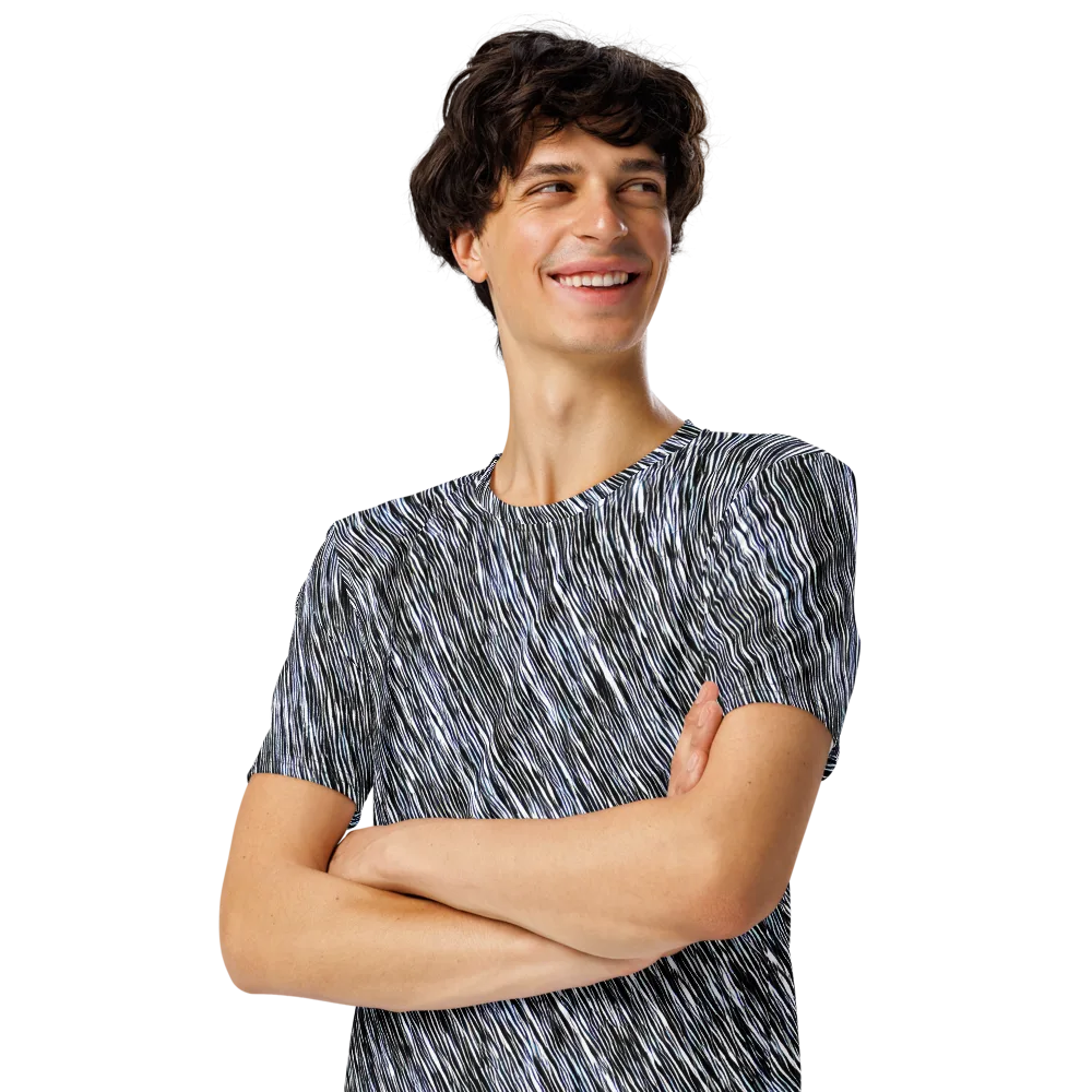 Dupain Waves on Men's Crew Neck T-Shirt — Left Front