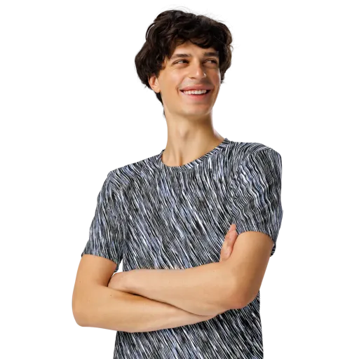 Dupain Waves on a Men's Crew Neck T-Shirt