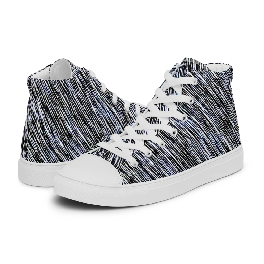 Dupain Waves on Men's High Top Canvas Shoes — Left