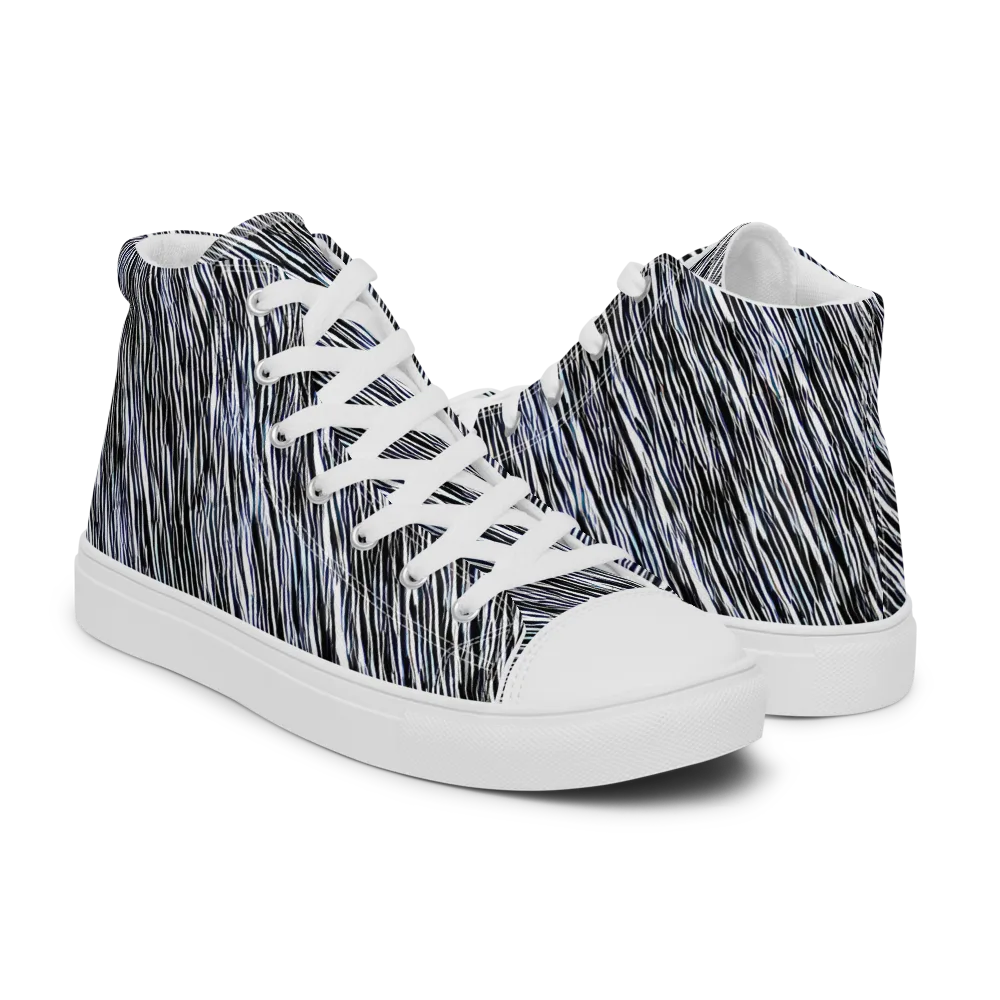 Dupain Waves on Men's High Top Canvas Shoes — Right