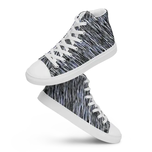 Dupain Waves on a Men's High Top Canvas Shoes