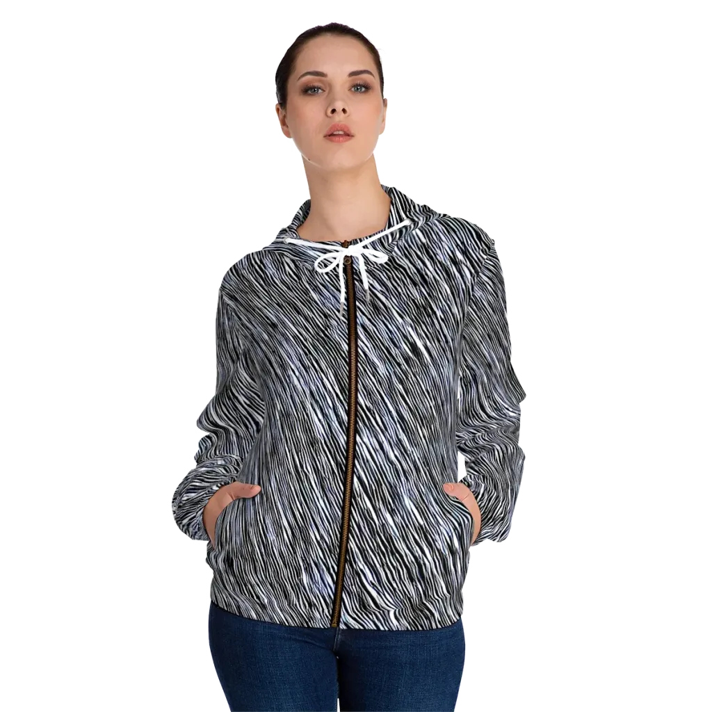 Dupain Waves on Women's Full-Zip Hoodie — Front On Person