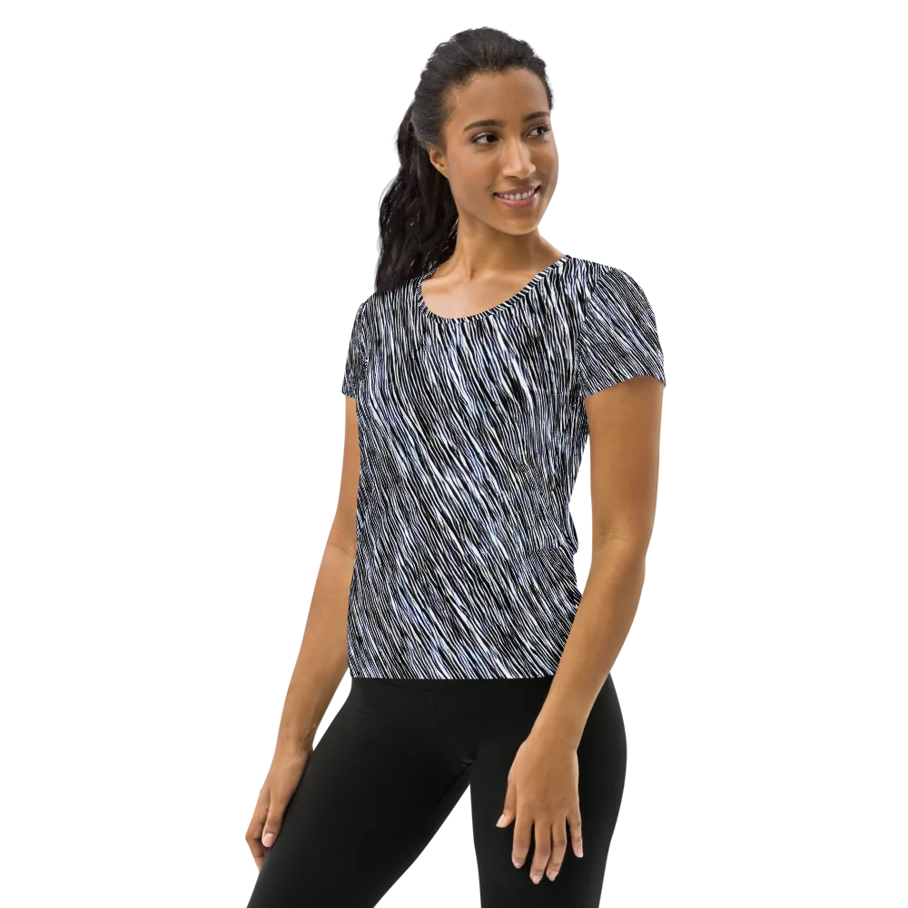Dupain Waves on Women's Athletic T-Shirt — Left