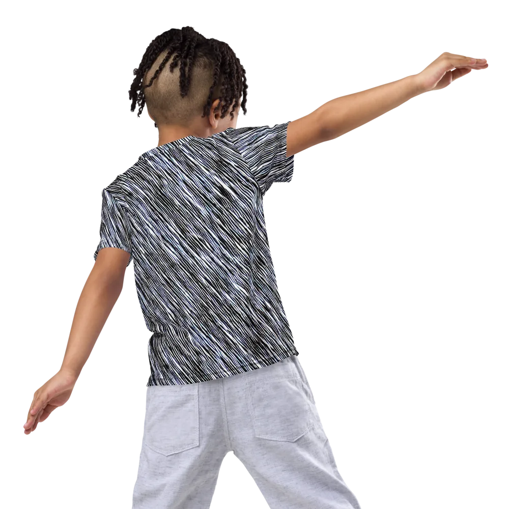 Dupain Waves on Kids Crew Neck T-Shirt — Back