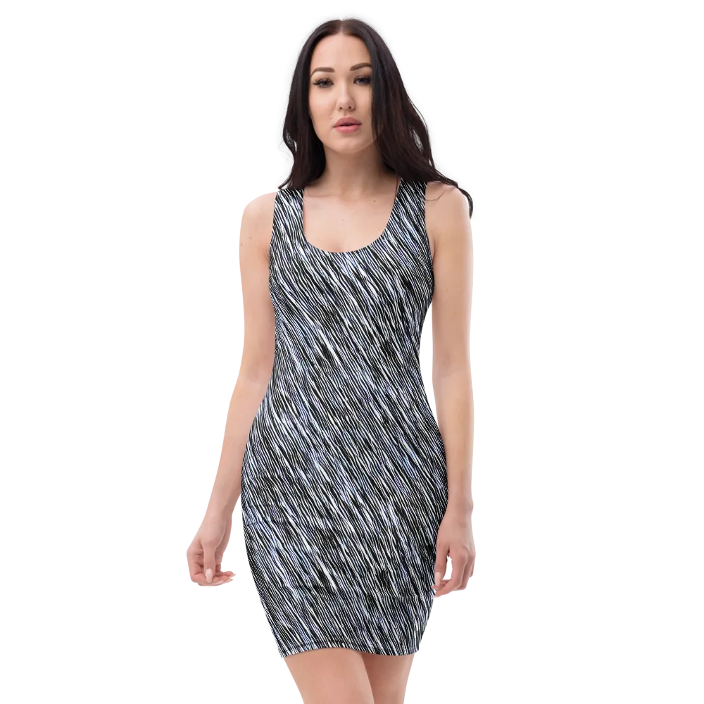 Dupain Waves on Bodycon Dress — Front