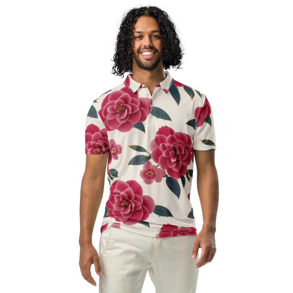 Tea Garden on Men's Slim Fit Polo Shirt — Front