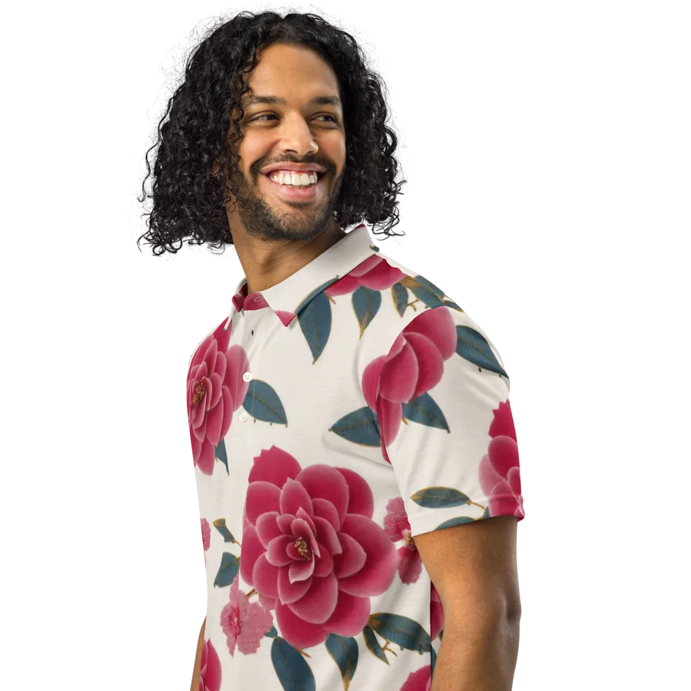 Tea Garden on Men's Slim Fit Polo Shirt — Left Front