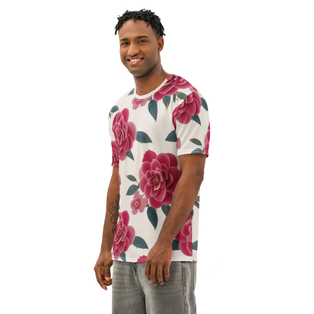 Tea Garden on Men's Cotton Crew Neck T-Shirt — Left Front