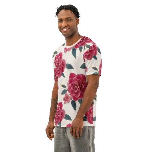Tea Garden on a Men's Cotton Crew Neck T-Shirt