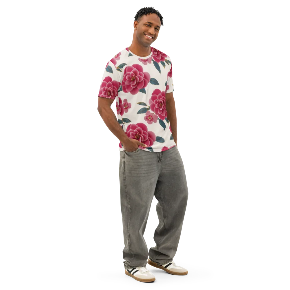 Tea Garden on Men's Cotton Crew Neck T-Shirt — Right Front