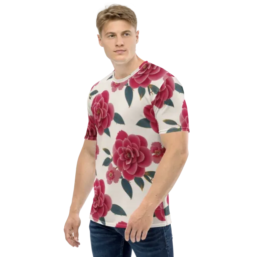 Tea Garden on a Men's Crew Neck T-Shirt