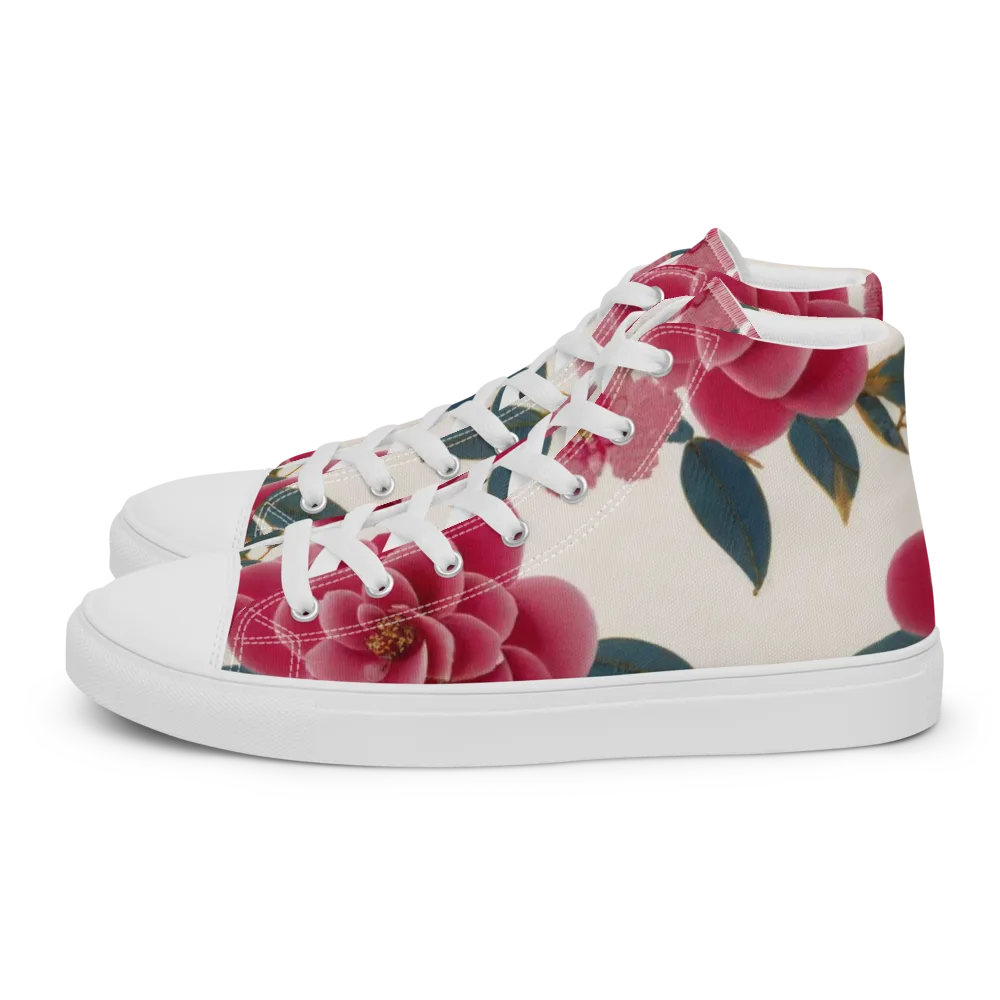 Tea Garden on Men's High Top Canvas Shoes — Left