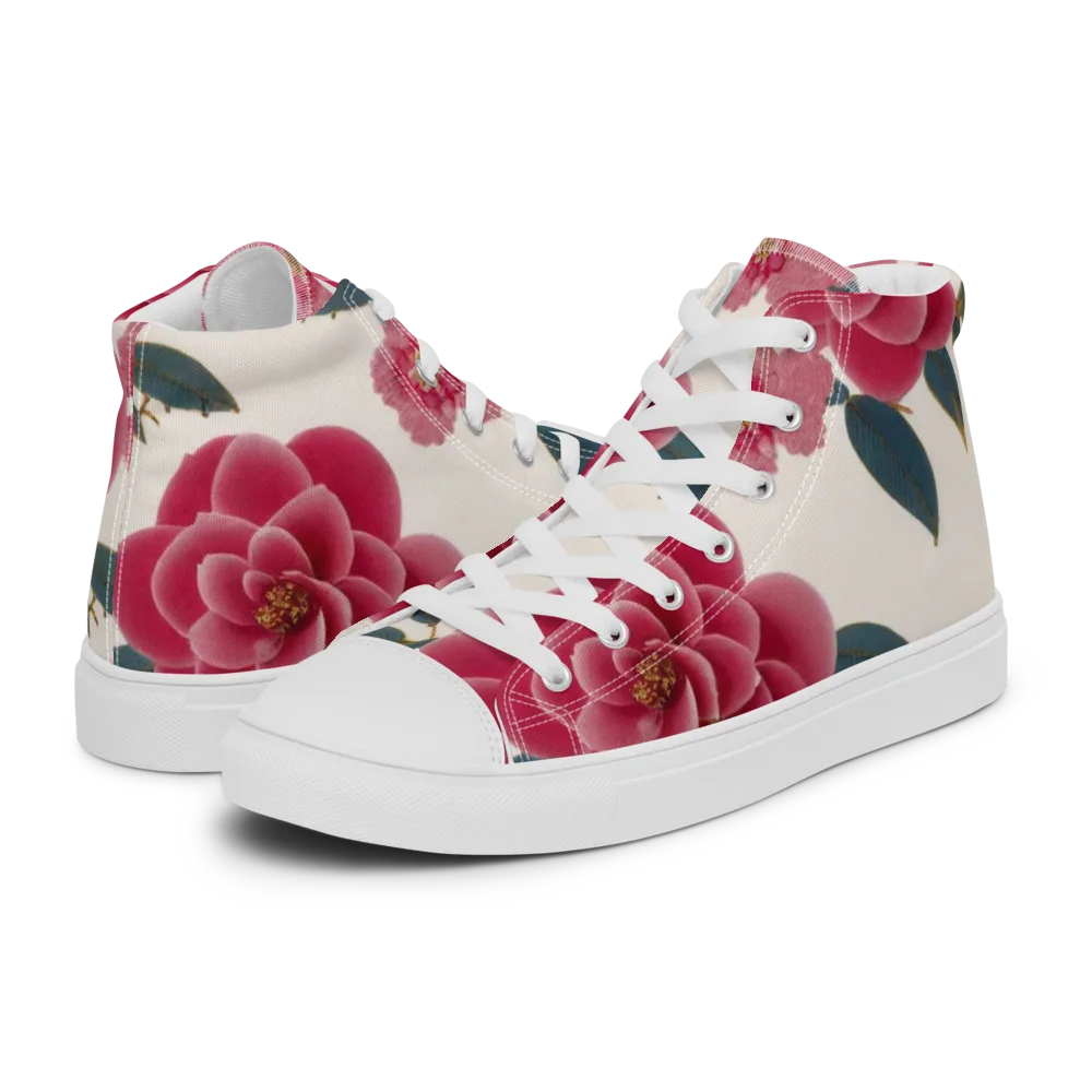 Tea Garden on Men's High Top Canvas Shoes — Left