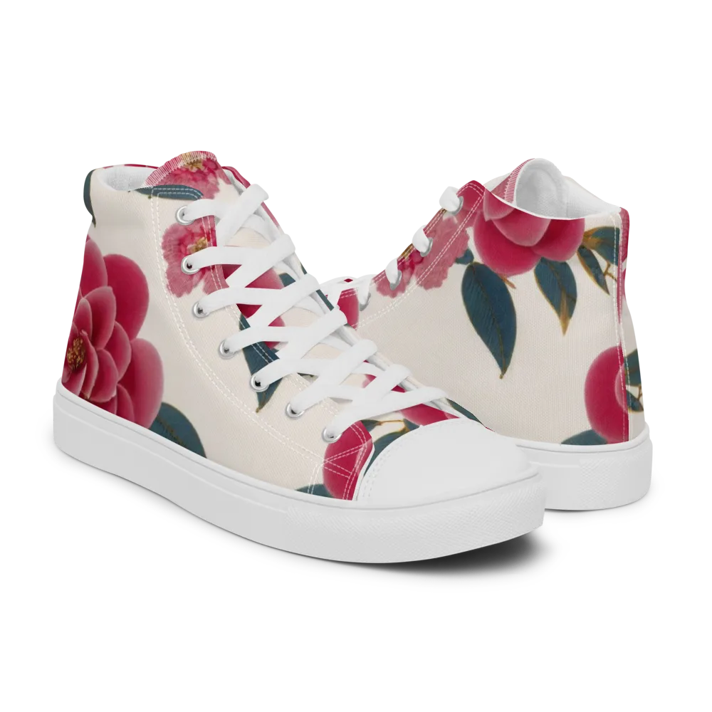 Tea Garden on Men's High Top Canvas Shoes — Right