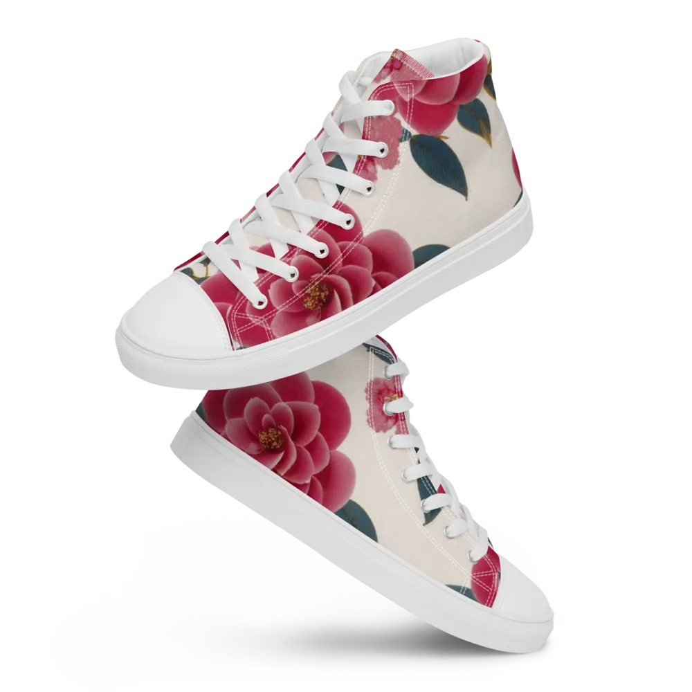 Tea Garden on Men's High Top Canvas Shoes — Front