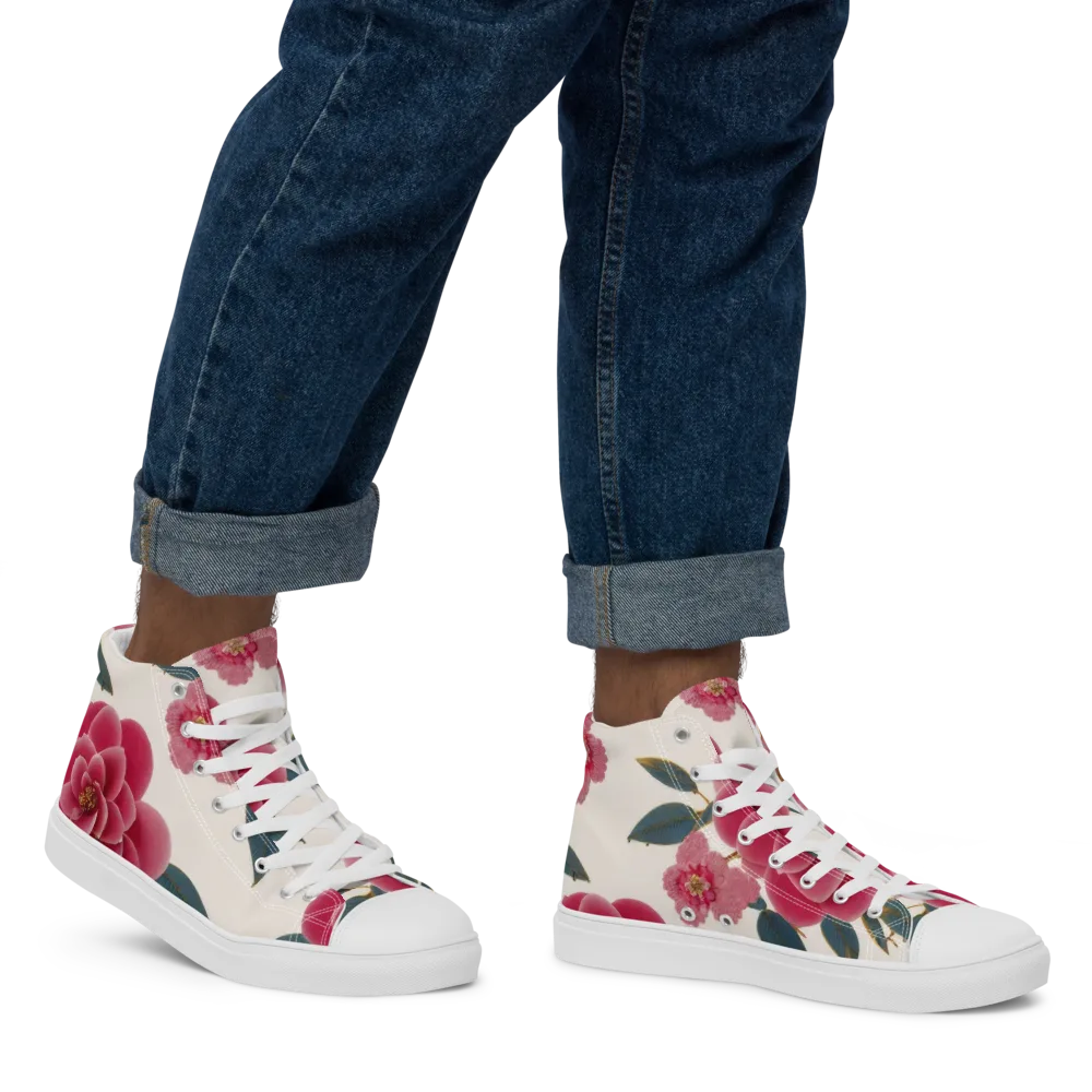Tea Garden on Men's High Top Canvas Shoes — Right