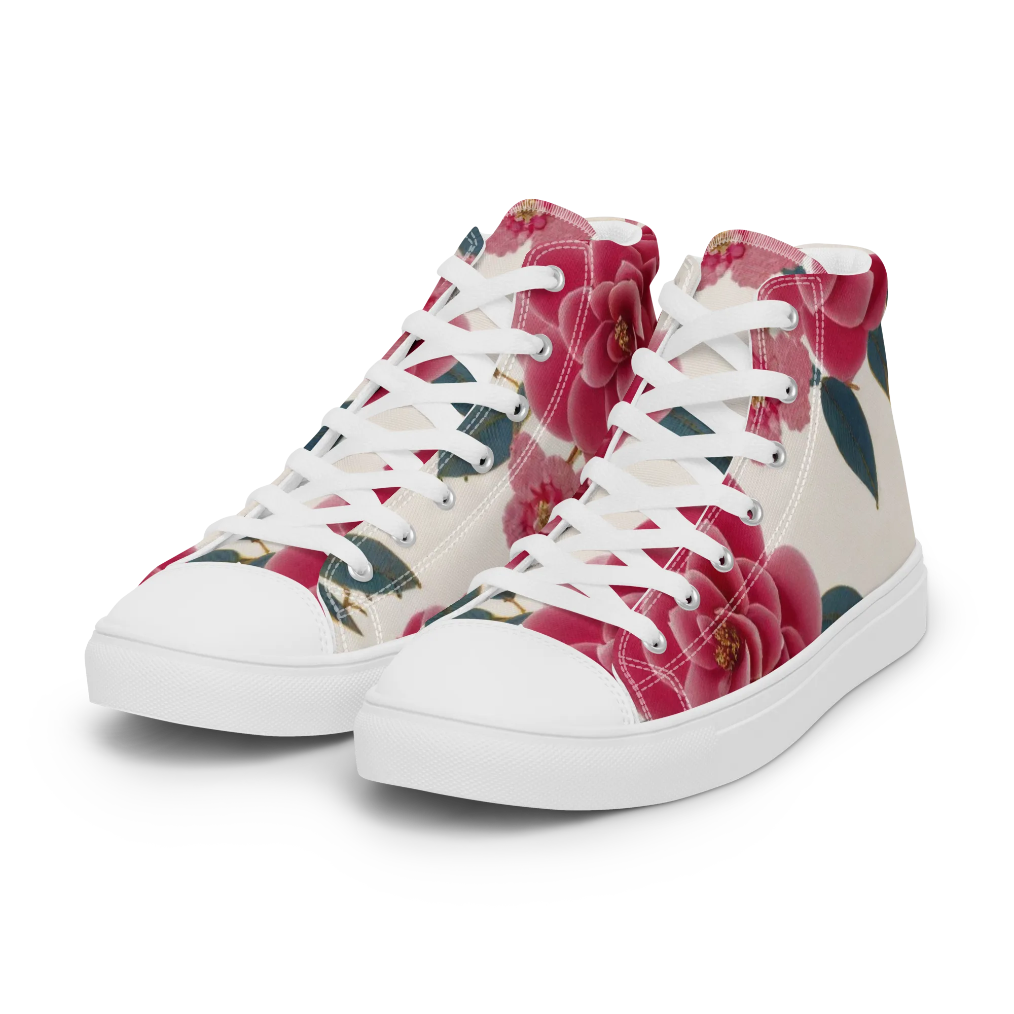 Tea Garden on Women's High Top Canvas Shoes — Left Front