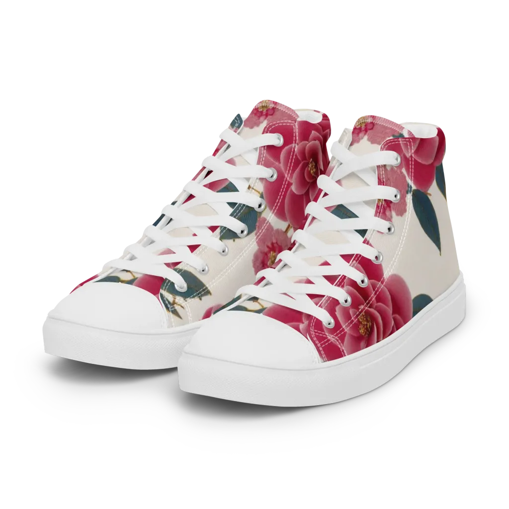 Tea Garden on Women's High Top Canvas Shoes — Left Front