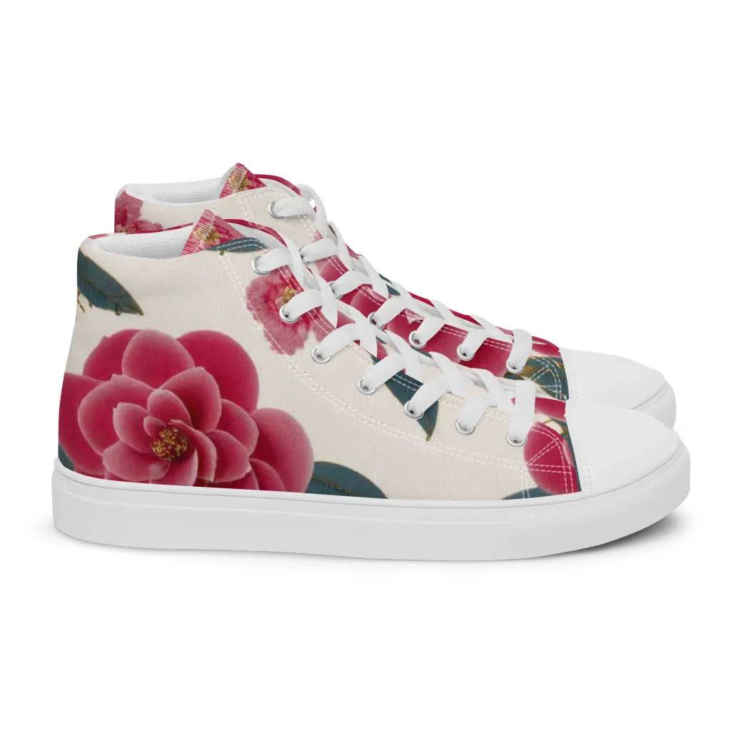Tea Garden on Women's High Top Canvas Shoes — Right