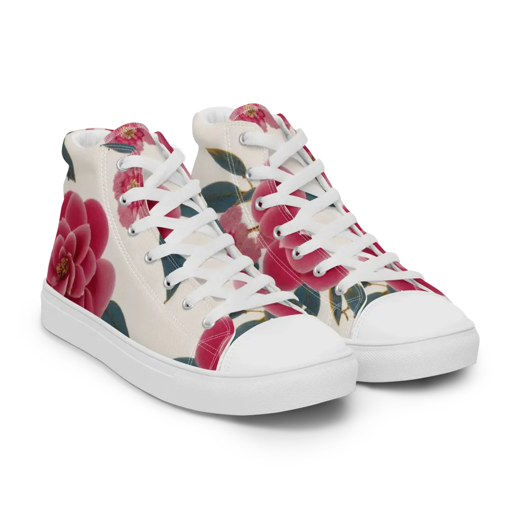 Tea Garden on Women's High Top Canvas Shoes — Right Front