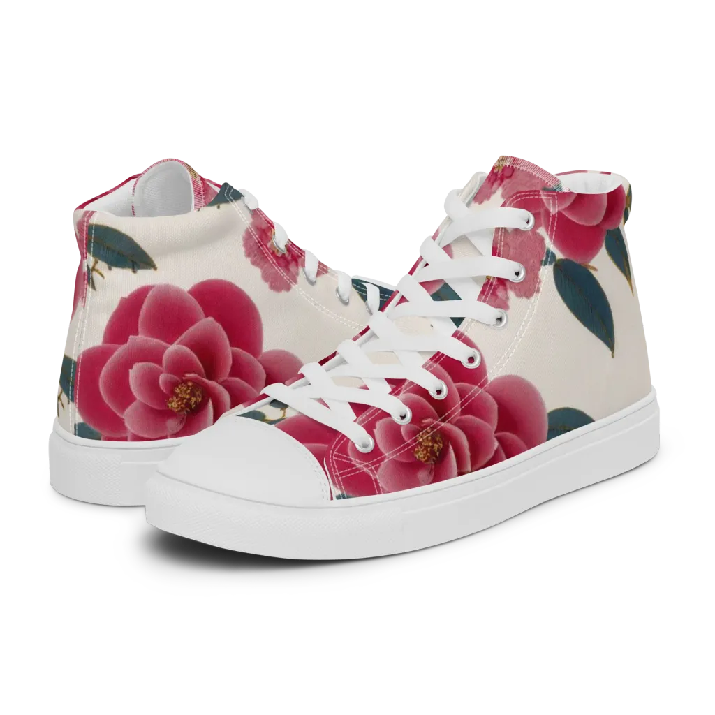 Tea Garden on Women's High Top Canvas Shoes — Left