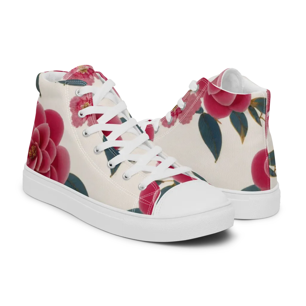 Tea Garden on Women's High Top Canvas Shoes — Right
