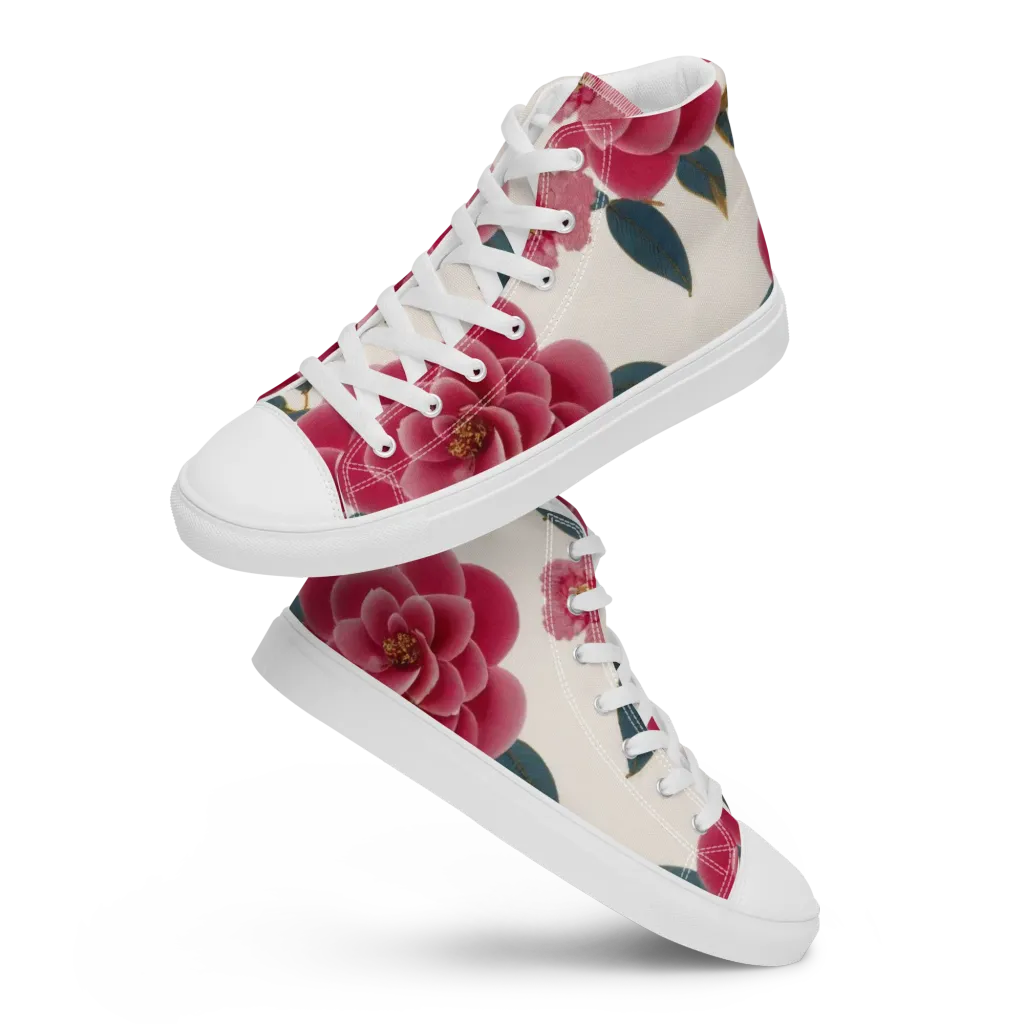 Tea Garden on Women's High Top Canvas Shoes — Front