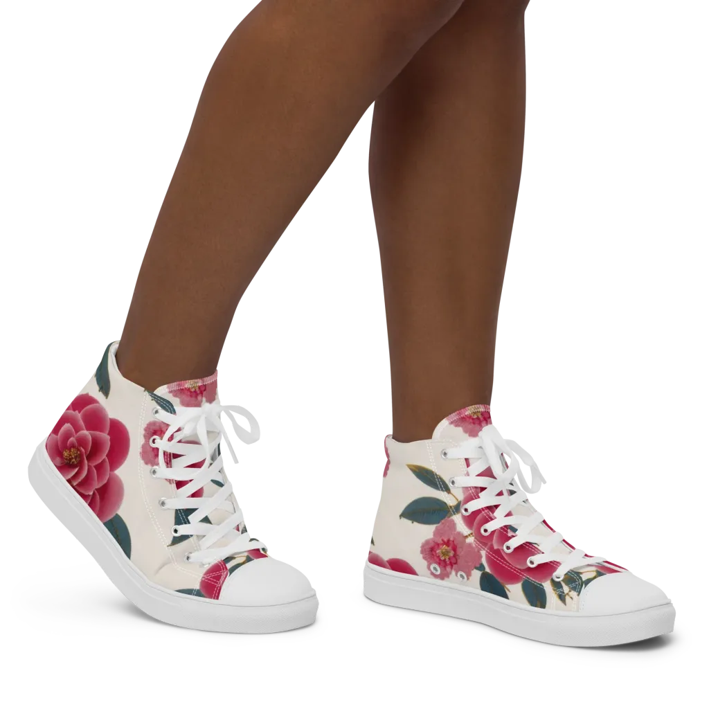 Tea Garden on Women's High Top Canvas Shoes — Right