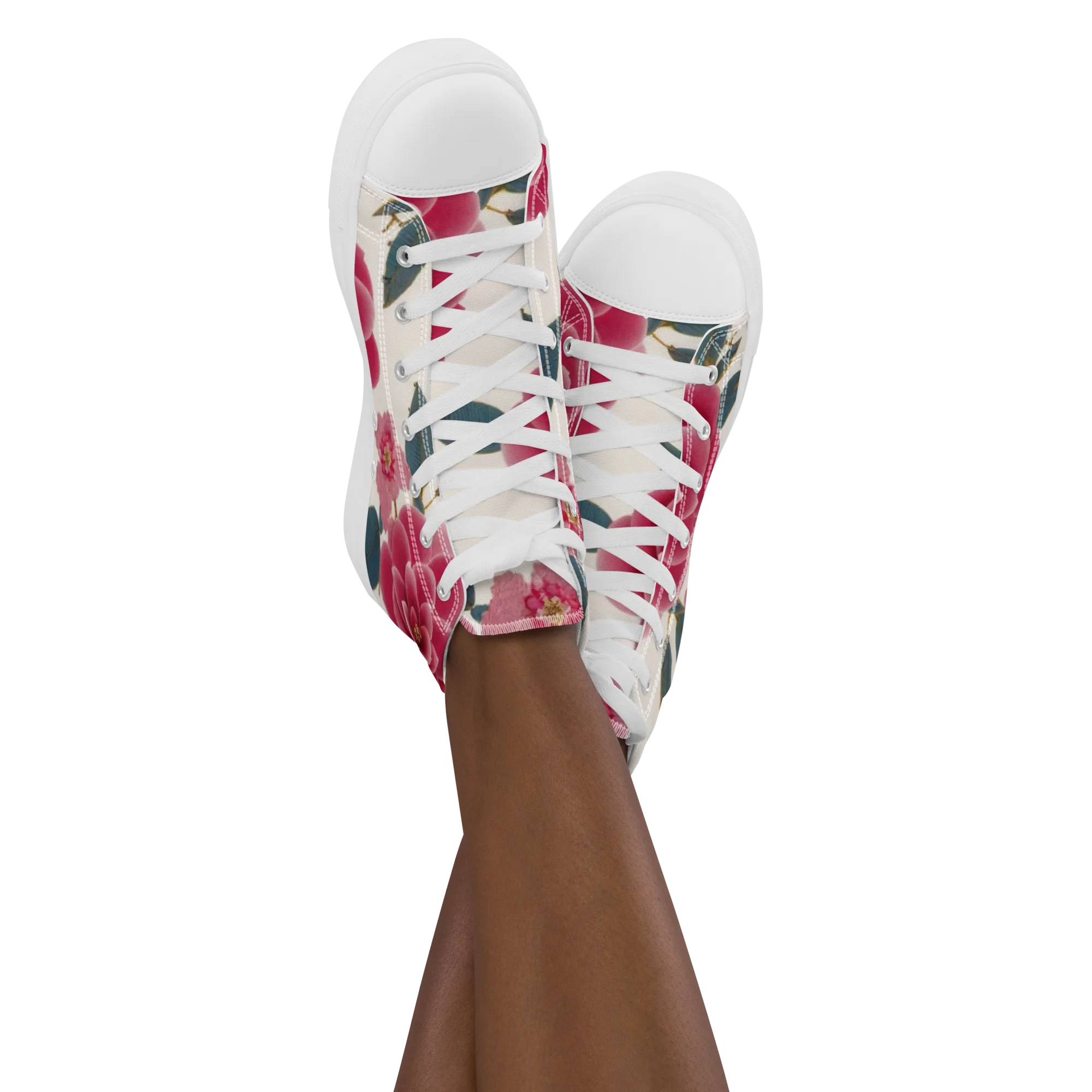 Tea Garden on Women's High Top Canvas Shoes — Front