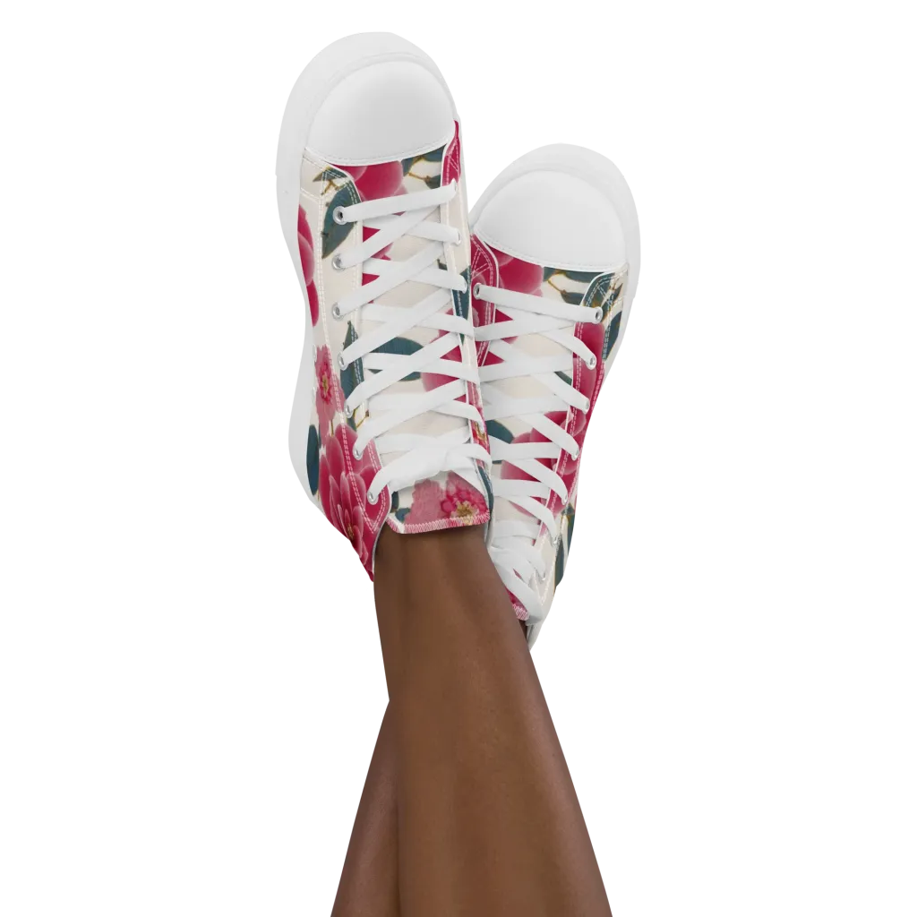 Tea Garden on Women's High Top Canvas Shoes — Front