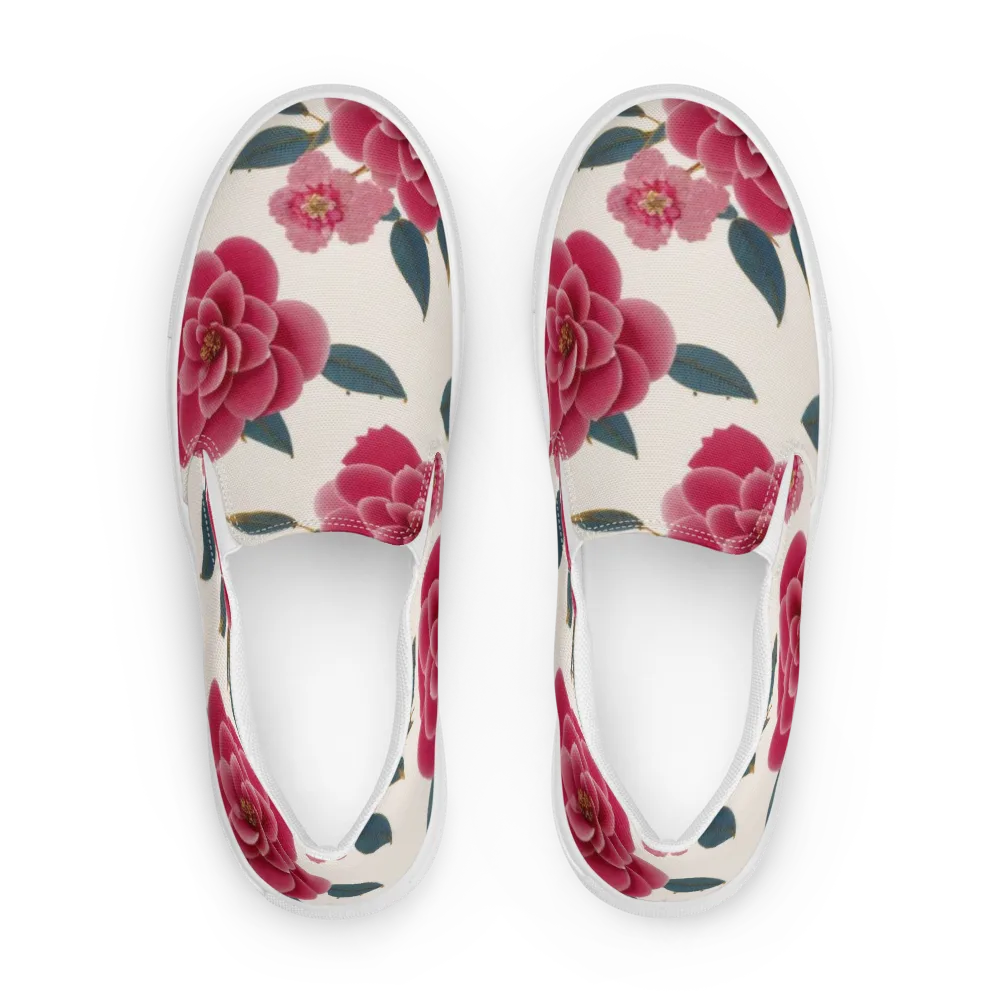 Tea Garden on Men's Slip-On Canvas Shoes — Front