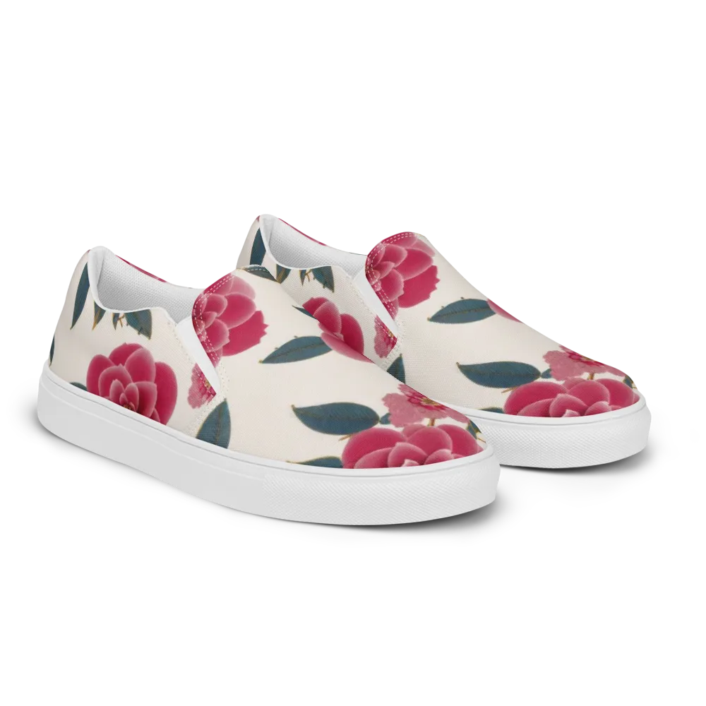 Tea Garden on Men's Slip-On Canvas Shoes — Right Front