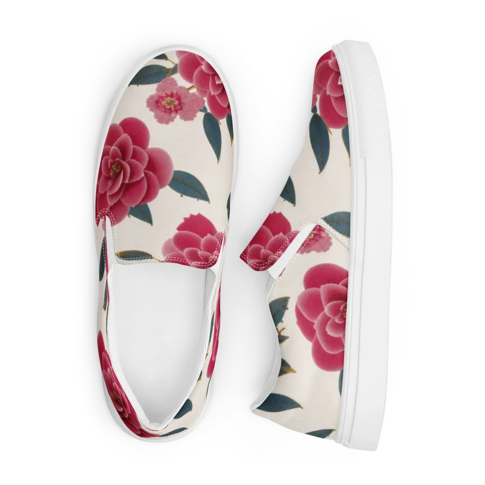 Tea Garden on Men's Slip-On Canvas Shoes — Front