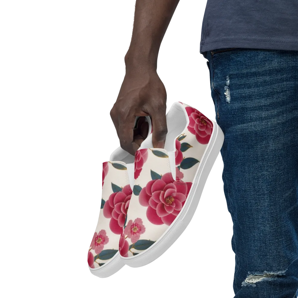 Tea Garden on Men's Slip-On Canvas Shoes — Left Front