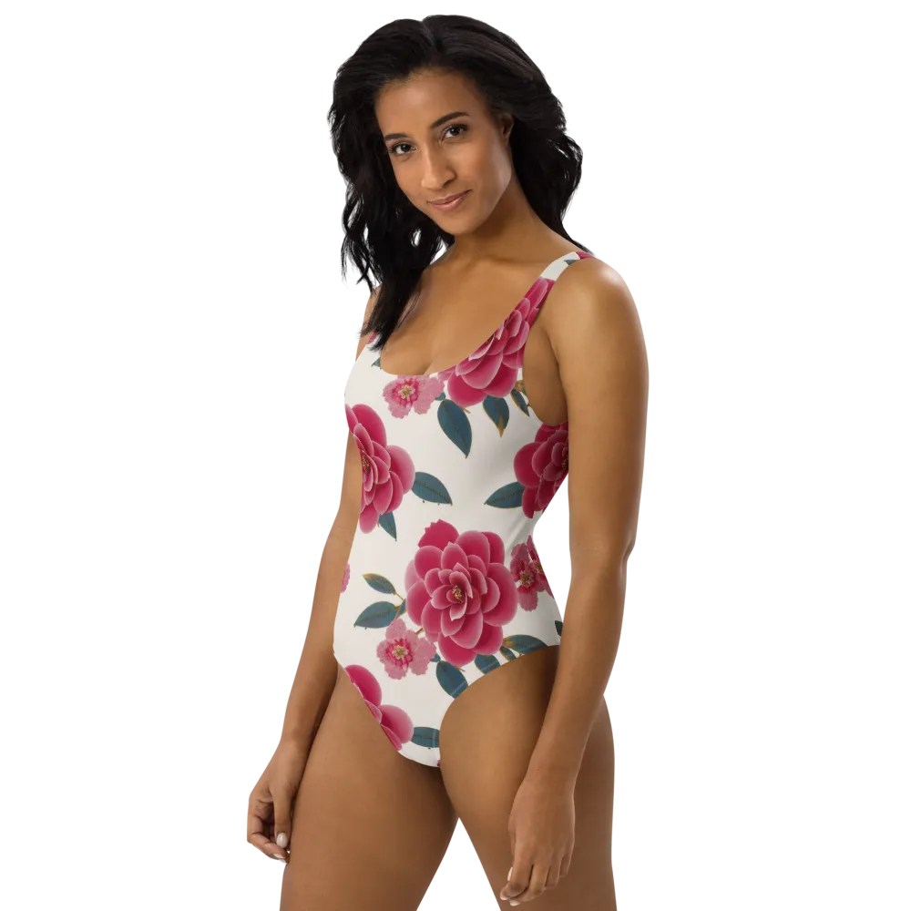 Tea Garden on One-Piece Swimsuit — Left