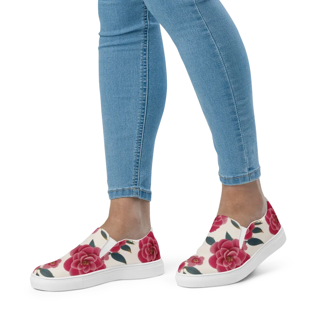 Tea Garden on Women's Slip-On Canvas Shoes — Front