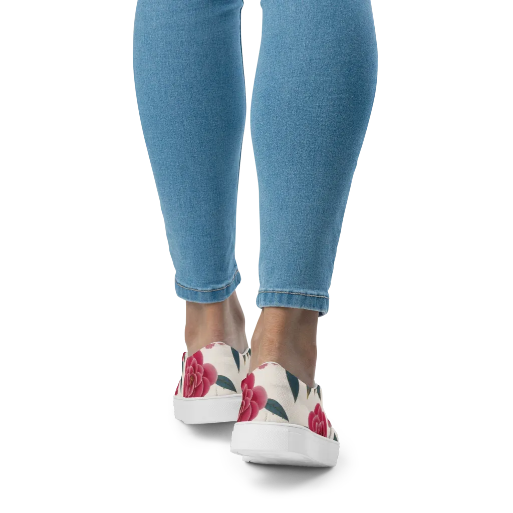 Tea Garden on Women's Slip-On Canvas Shoes — Back