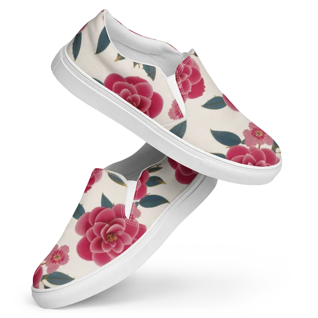 Tea Garden on Women's Slip-On Canvas Shoes — Front