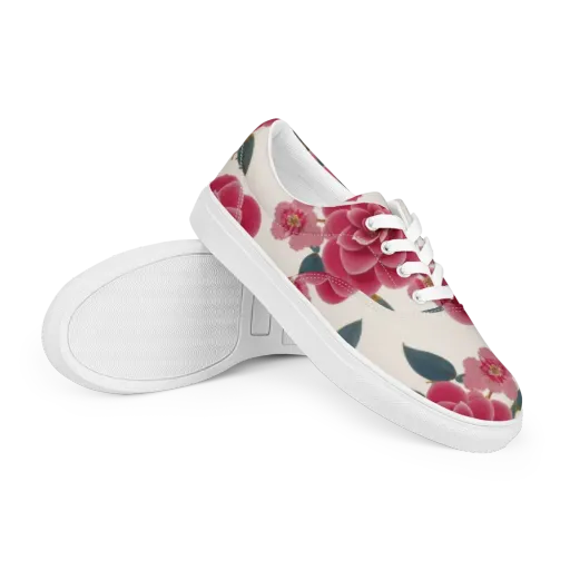 Tea Garden on a Men's Lace-Up Canvas Shoes