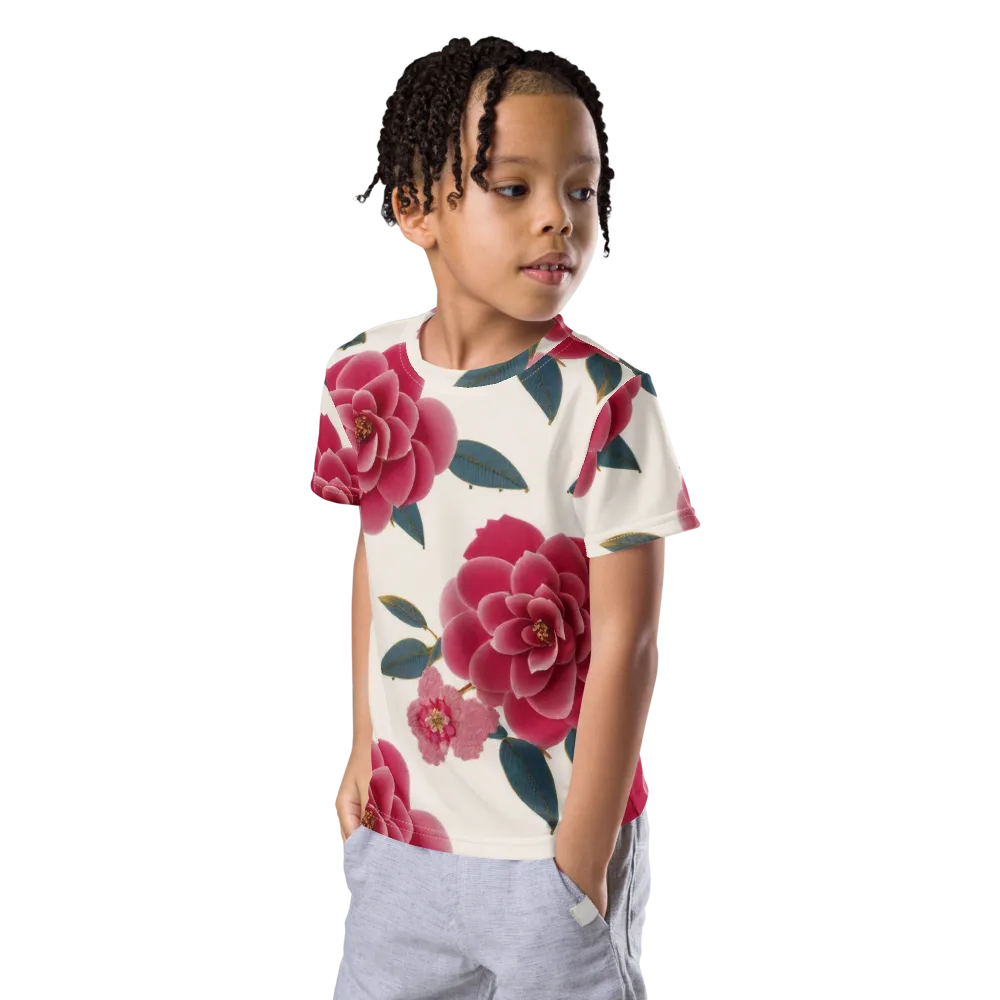 Tea Garden on Kids Crew Neck T-Shirt — Left Front