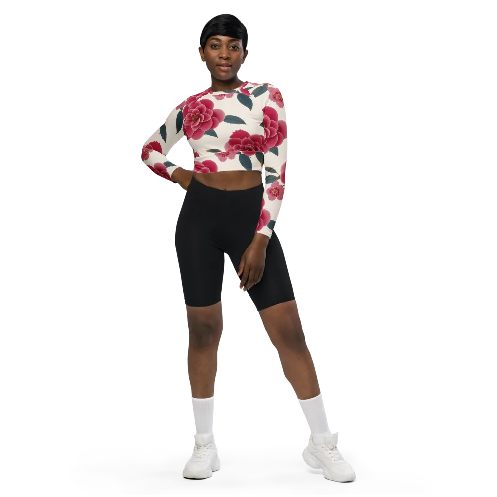 Tea Garden on Long Sleeve Crop Top — Front