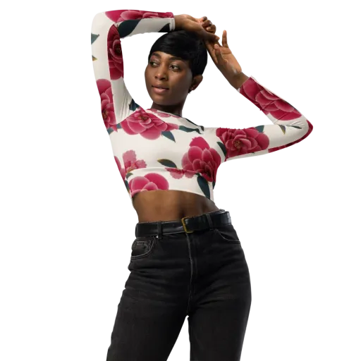 Tea Garden on a Long Sleeve Crop Top