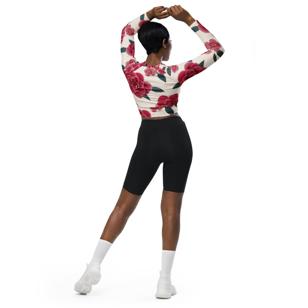 Tea Garden on Long Sleeve Crop Top — Back