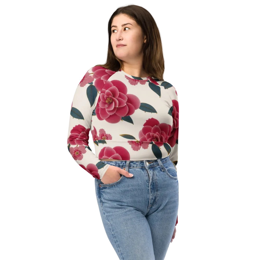 Tea Garden on Long Sleeve Crop Top — Front