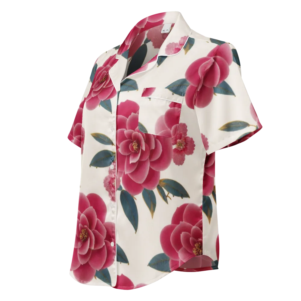 Tea Garden on Women's Short Sleeve Pajama Top — Left Front