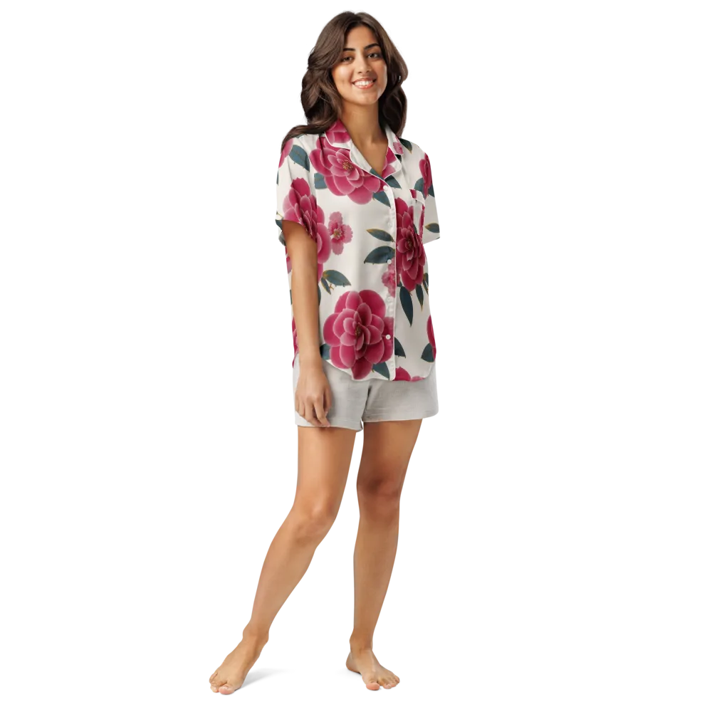 Tea Garden on Women's Short Sleeve Pajama Top — Front